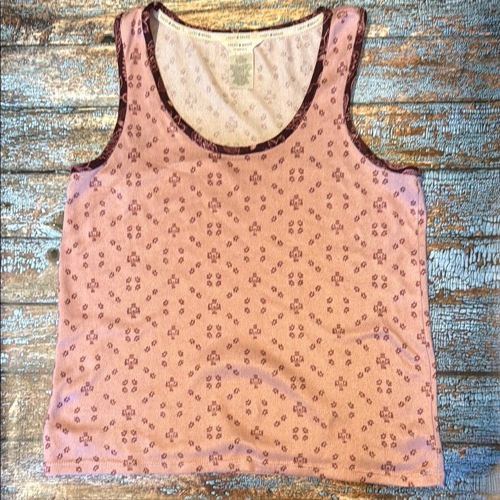 Lucky Brand Pink Tank Top with Black Trim